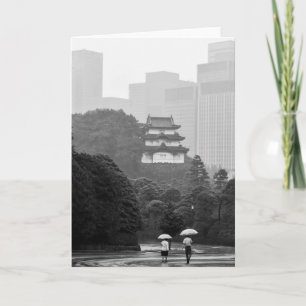 Tarjeta en blanco para notas de lluvia de Tokio