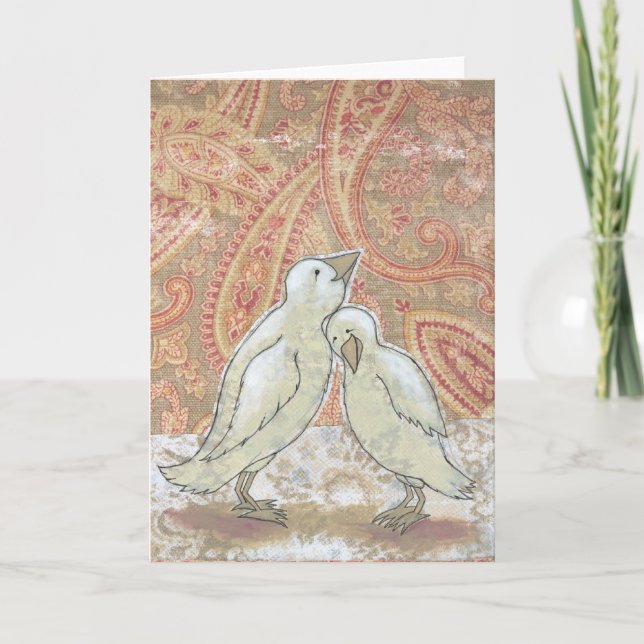 Tarjeta en blanco pareja perfecta boda arte (Anverso)