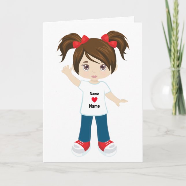Tarjeta en blanco personalizada Chica morena (Anverso)
