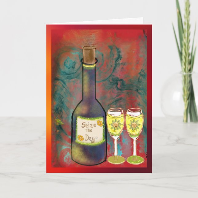 Tarjeta en blanco plegada 5X7 - ¡Aprovecha el día! (Anverso)