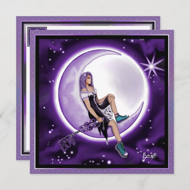 Tarjeta en blanco Purple Moon Child (Anverso / Reverso)