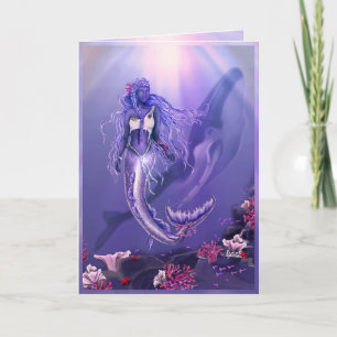 Tarjeta en blanco Purple Ocean Mermaid