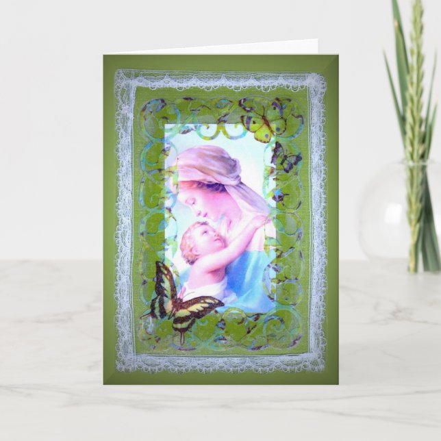 Tarjeta en blanco religiosa Madona y Child (Anverso)