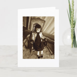 Tarjeta en blanco Sepia Victorian Doll "Francis"