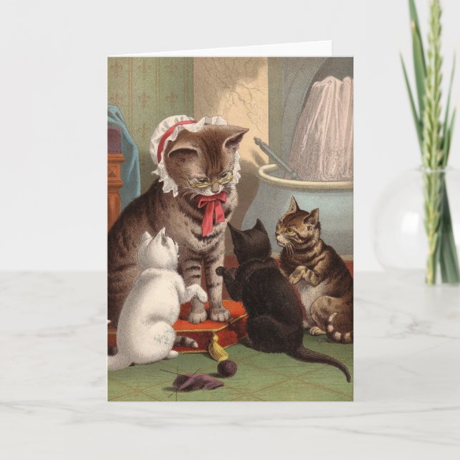 Tarjeta en blanco - serie traviesa del gato - (Anverso)