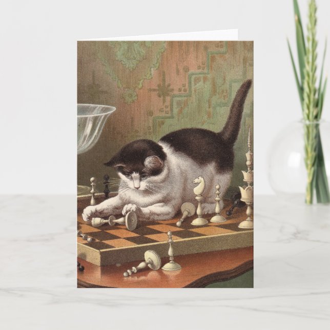 Tarjeta en blanco - serie traviesa del gato - gato (Anverso)