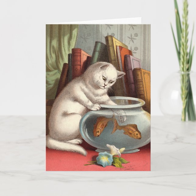 Tarjeta en blanco - serie traviesa del gato - gato (Anverso)