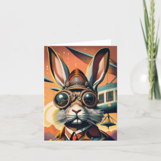 Tarjeta en blanco Steampunk Easter Rabbit