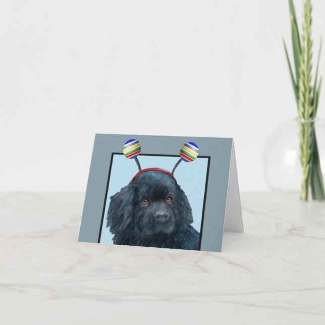 Tarjeta en blanco tonta del perro negro (Anverso)