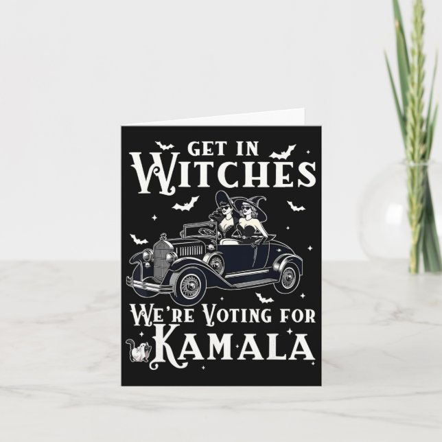 Tarjeta En brujas votamos por la elección de Kamala Hallow (Anverso)