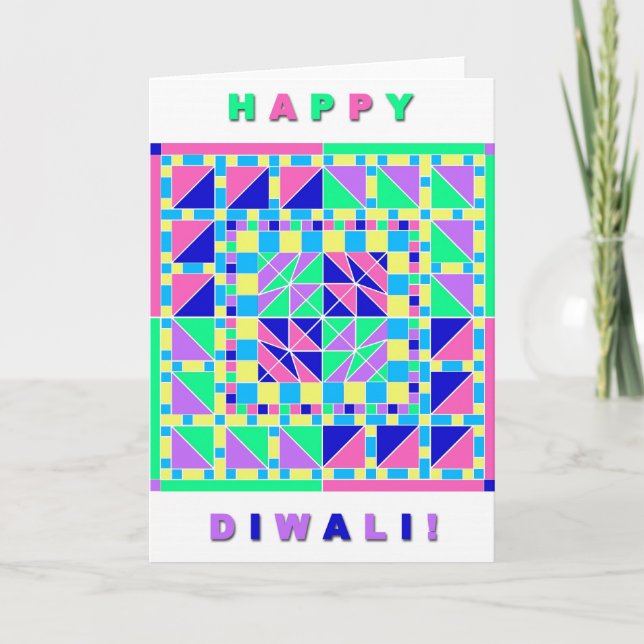 Tarjeta en colores pastel de Rangoli Diwali (Anverso)