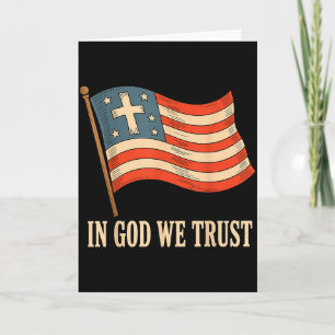 Tarjeta En Dios Confiamos Bandera Americana Cruz Fe 4 De J