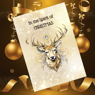 Tarjeta En el espíritu de los Navidades Ornate Gold Deer
