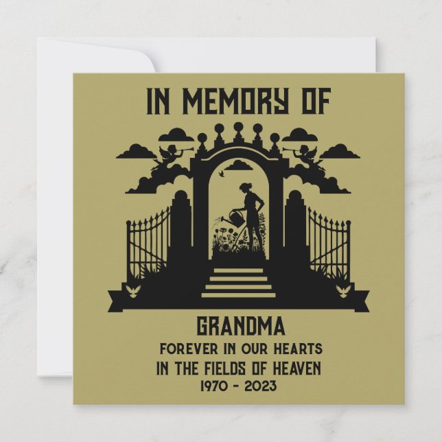 Tarjeta En el funeral de Gardeners de Memoria (Anverso)