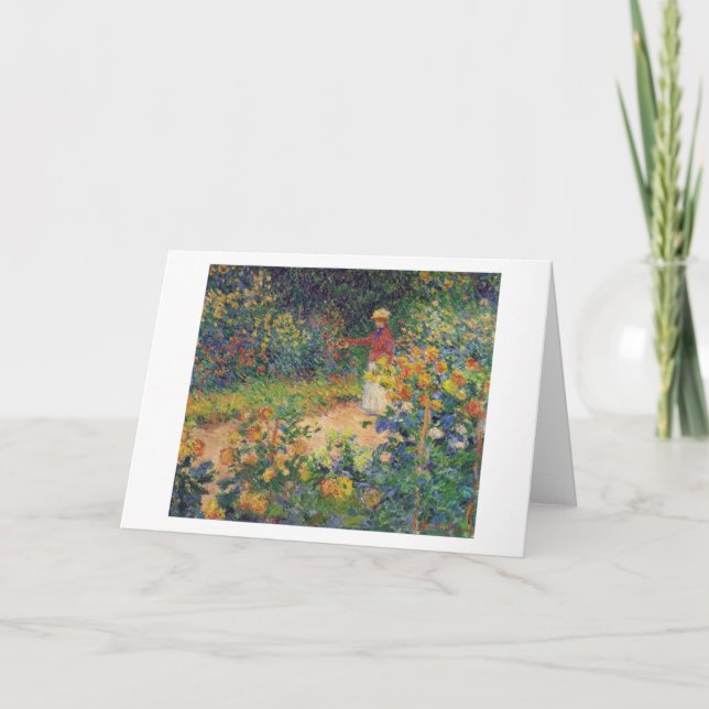 Tarjeta En el jardín, Monet (Anverso)