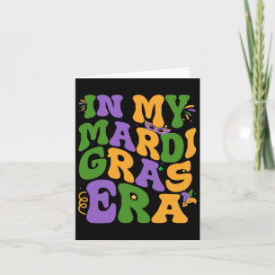 Tarjeta En la era de mi Mardi Gras Retro Groovy Fleur De L