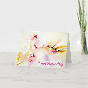 Tarjeta "En" la impresión rosada del colibrí