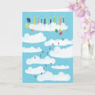 Tarjeta En la nube 9 globos divertidos simples cumpleaños