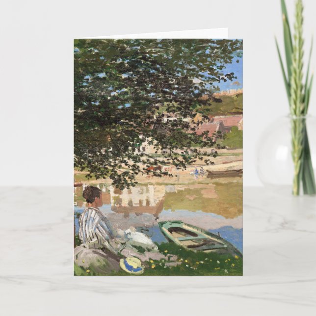 Tarjeta En la orilla del Sena por Monet (Anverso)