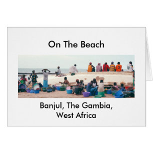 Tarjeta, "en la playa, Banjul, Gambia, Áfricas