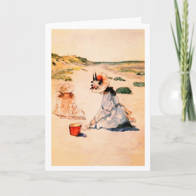 Tarjeta En la playa. Bella Artes del Día de la Madre (Anverso)