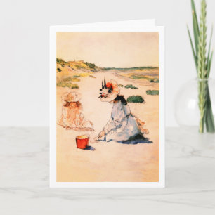 Tarjeta En la playa. Bella Artes del Día de la Madre