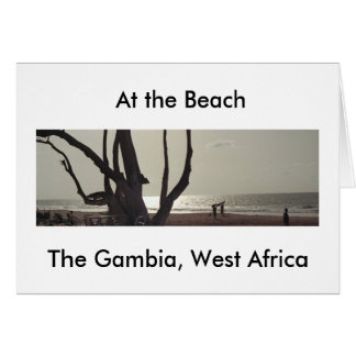 Tarjeta, "En la playa, Gambia, África Occidental"