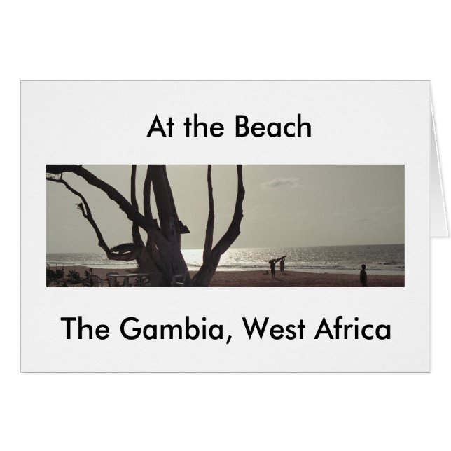 Tarjeta, "En la playa, Gambia, África Occidental" (Anverso (Horizontal))