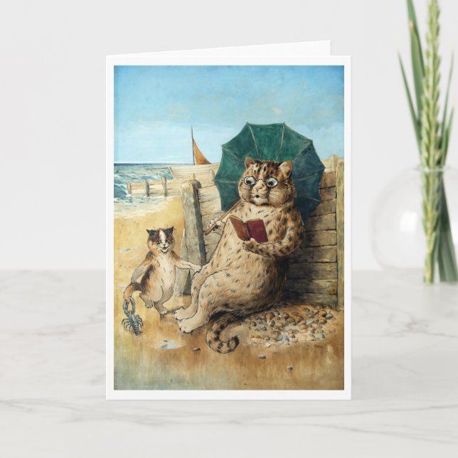 Tarjeta En La Playa, Louis Wain (Anverso)