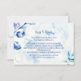 Tarjeta en línea RSVP de Blue Leaves Boda Botánica