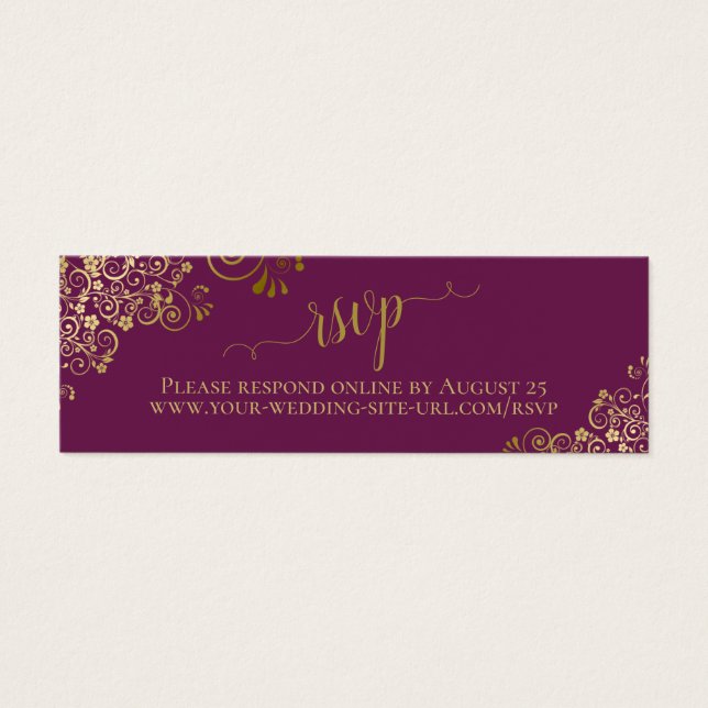 Tarjeta en línea RSVP de Boda de Pluma Magenta Gol (Frente)