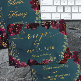 Tarjeta en línea RSVP de Boda de Tono de burdeos v