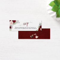 Tarjeta en línea RSVP de Boho Borgoña Floral Weddi
