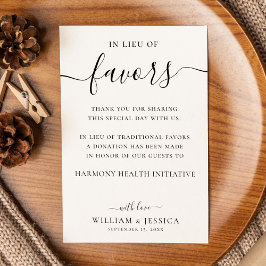 Tarjeta En lugar de favores, elegante donación de matrimon