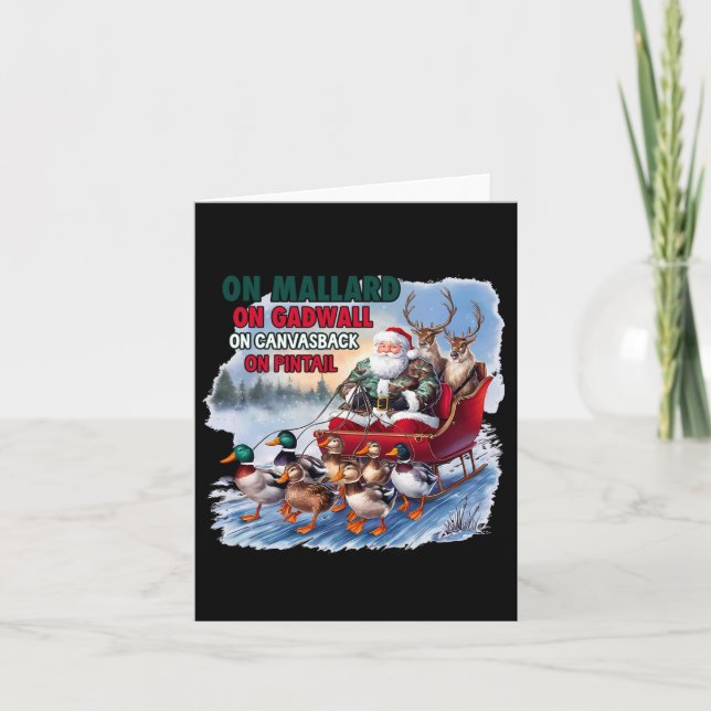Tarjeta En Mallard On Gadwall Navidades Funny Duck Hunting (Anverso)