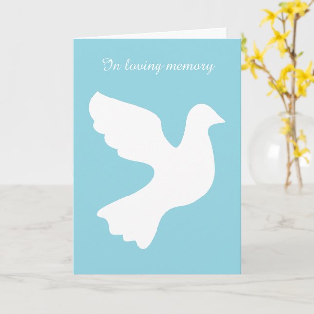 Tarjeta En memoria amorosa conmemoración de paloma blanca (flor amarilla)