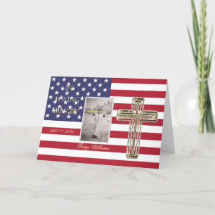 Tarjeta En memoria amorosa Religiosa Cruz Dorada Foto USA