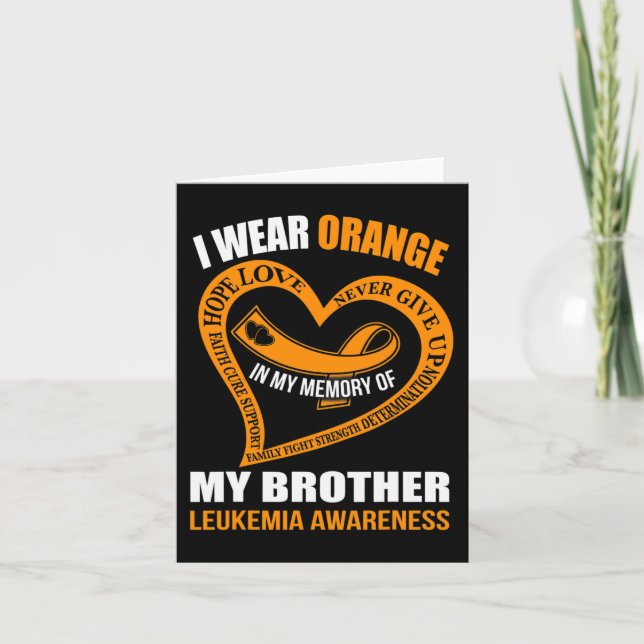 Tarjeta En memoria de mi hermano LEUKEMIA CONCIENCIA (Anverso)