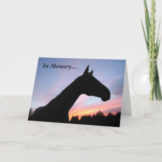 Tarjeta En memoria… Pérdida de un caballo, con condolencia