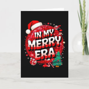 Tarjeta En Mi Alegre Era Familia Feliz Navidad Luces Disco