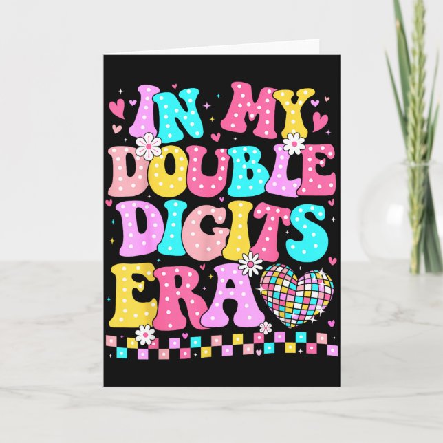 Tarjeta En Mi Era De Doble Dígitos Retro 10 Años 10 Cumple (Anverso)