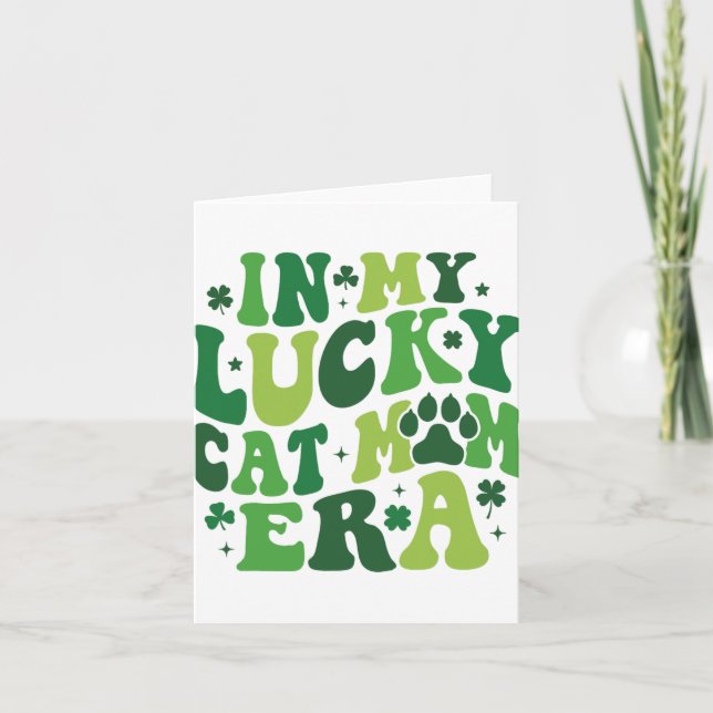 Tarjeta En Mi Era de Mamá Gato Afortunado Groovy Irlandés  (Anverso)
