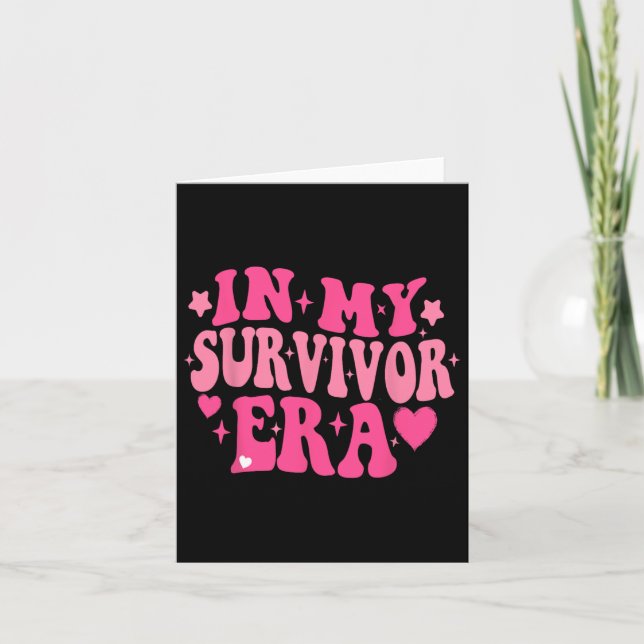 Tarjeta En mi era de sobrevivientes de cáncer de mama Retr (Anverso)