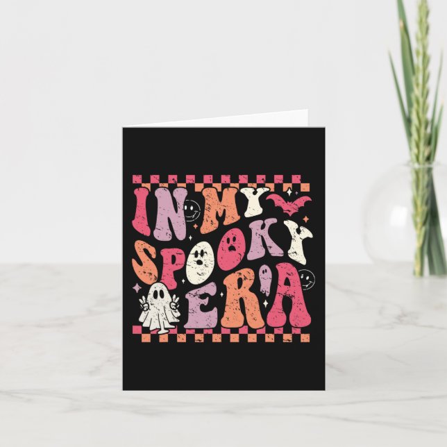 Tarjeta En mi espantosa era Groovy Hippie Halloween Ghost (Anverso)