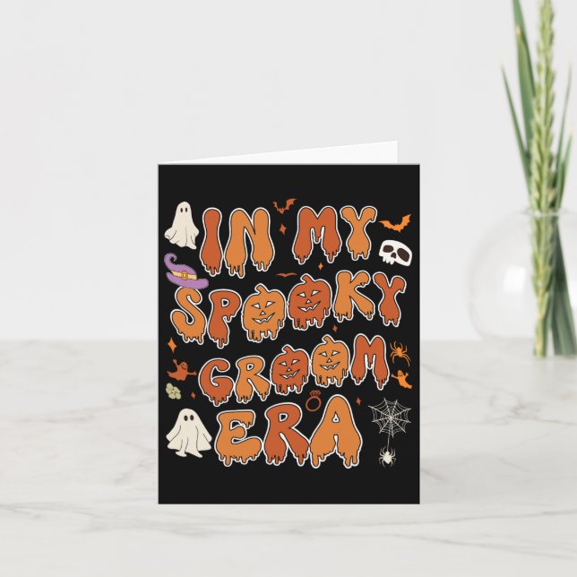 Tarjeta En mi espeluznante época de Groom Halloween Boda B (Anverso)