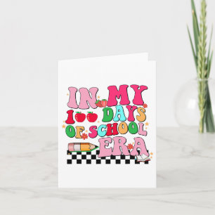 Tarjeta En mis 100 días de escuela, retro disco 100 días