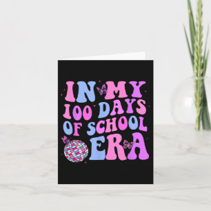 Tarjeta En mis 100 días de escuela, retro disco 100 días