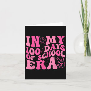 Tarjeta En mis 100 días de escuela, retro disco 100 días