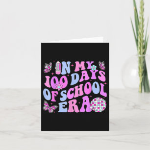 Tarjeta En mis 100 días de escuela, retro disco 100 días