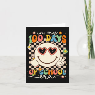 Tarjeta En mis 100 días de escuela, sonrisa retro 100 días